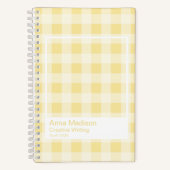 Yellow Gingham Plaid Transparent Frame Notebook Notizblock (Vorderseite)