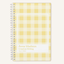 Yellow Gingham Plaid Transparent Frame Notebook Notizblock