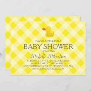 Yellow Gingham Rubber Duckie Baby Duckie Einladung