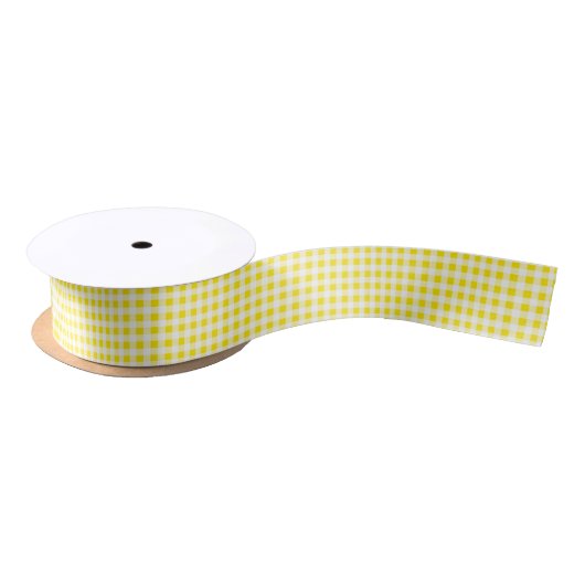 Yellow Gingham Satin Ribbon Satinband (Spule)