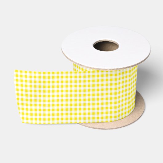 Yellow Gingham Satin Ribbon Satinband (Spule)