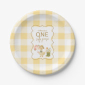  Yellow Gingham Silly Goose 1st Birthday Pappteller (Vorderseite)