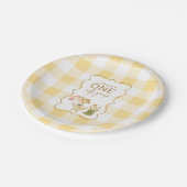  Yellow Gingham Silly Goose 1st Birthday Pappteller (Schrägansicht)