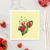 Yellow Gingham & Strawberries Lunch Paper Napkin Serviette (Beispiel)