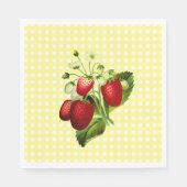 Yellow Gingham & Strawberries Lunch Paper Napkin Serviette (Vorderseite)