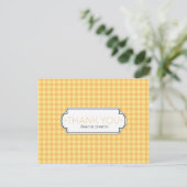 Yellow Gingham und Label Vielen Dank Postkarten (Stehend Vorderseite)