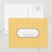 Yellow Gingham und Label Vielen Dank Postkarten (Vorne/Hinten)