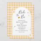 Yellow Gingham Wildblume Bridge to Bee Bridal Einladung (Vorne/Hinten)