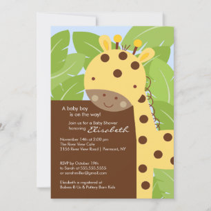Yellow Giraffe Baby Shower Einladung