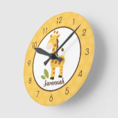 Yellow Giraffe Jungle Kinderzimmer Kinder Tier Runde Wanduhr (Winkel)