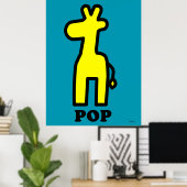 Yellow Giraffe Pop Kunst Fett Cartoon Silhouette Poster (Heimbüro)