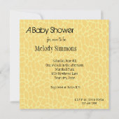 Yellow Giraffe Print Baby Showeinladungen Einladung (Rückseite)