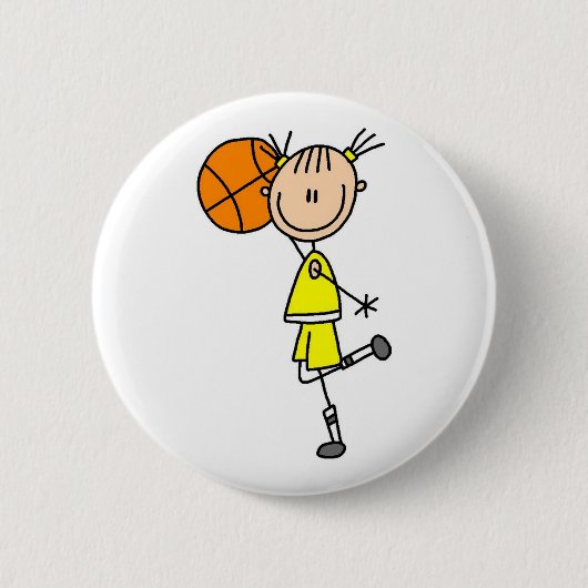 Yellow Girl Basketball T - Shirt und Geschenke Button (Vorderseite)