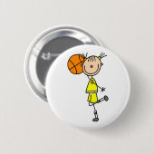 Yellow Girl Basketball T - Shirt und Geschenke Button (Vorne & Hinten)