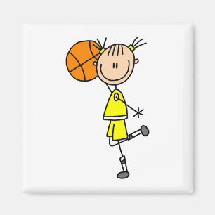 Yellow Girl Basketball T - Shirt und Geschenke Magnet