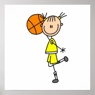 Yellow Girl Basketball T - Shirt und Geschenke Poster