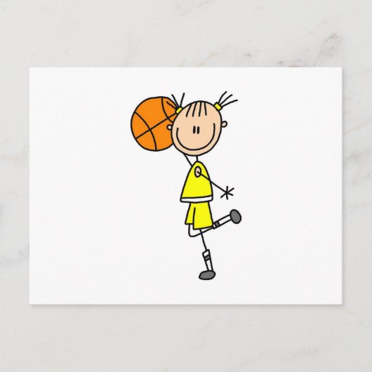 Yellow Girl Basketball T - Shirt und Geschenke Postkarte (Vorderseite)