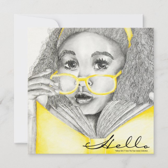 Yellow Girl Hello Postcard (Vorderseite)
