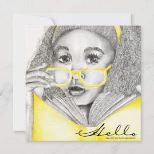 Yellow Girl Hello Postcard