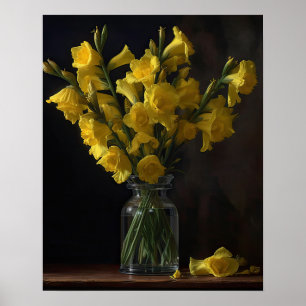 Yellow Gladiolus Blume Art Print Poster