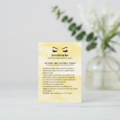 Yellow Glam Eyelash Browbar Aftercare Instructions Visitenkarte (Stehend Vorderseite)