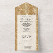 Yellow Glam Glitzer Deko All In One Einladung (Innen Boden)