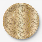 Yellow Glam Gold Glitzer Leopard Pappteller (Vorderseite)