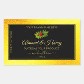 Yellow Glitzer Black Product Labels Ladybug Leaf Rechteckiger Aufkleber (Vorderseite)