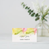 Yellow Glitzer gold Aquarell Business Card Visitenkarte (Stehend Vorderseite)