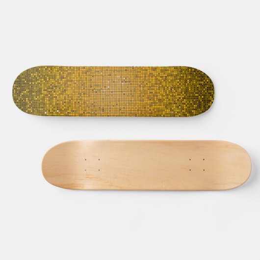 Yellow Glitzer Sequin Disco Old School Skateboard (Horizontal)