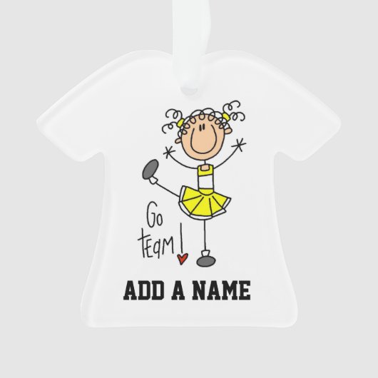 Yellow Go Team Cheerleader Ornament (Vorderseite)