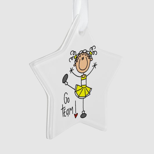 Yellow Go Team Cheerleader Ornament (Vorderseite)