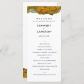 Yellow Gold & Aqua Marble Wedding Program Programm (Vorne/Hinten)