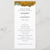 Yellow Gold & Aqua Marble Wedding Program Programm (Vorderseite)