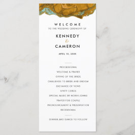 Yellow Gold & Aqua Marble Wedding Program Programm