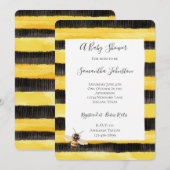 Yellow Gold Black Stripes Honey Bee Baby Shower Einladung (Vorne/Hinten)