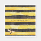 Yellow Gold Black Stripes Honey Bee Birthday Serviette (Vorderseite)
