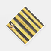 Yellow Gold Black Stripes Honey Bee Birthday Serviette (Ecke)