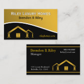 Yellow Gold & Black Zuhause Gebäude & Construction Visitenkarte (Vorne/Hinten)