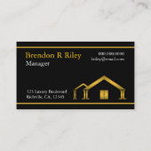 Yellow Gold & Black Zuhause Gebäude & Construction Visitenkarte (Rückseite)