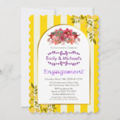 Yellow Gold Bold Floral Blogs Engagement Party Einladung (Vorderseite)