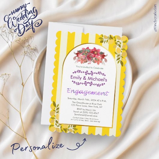 Yellow Gold Bold Floral Blogs Engagement Party Einladung