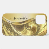 Yellow Gold Bold Metallic Handgeschriebenes Monogr Case-Mate iPhone Hülle (Rückseite (Horizontal))