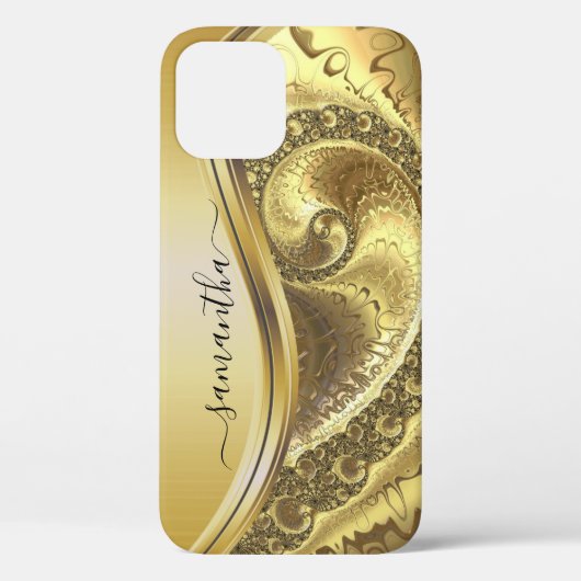 Yellow Gold Bold Metallic Handgeschriebenes Monogr Case-Mate iPhone Hülle (Rückseite)