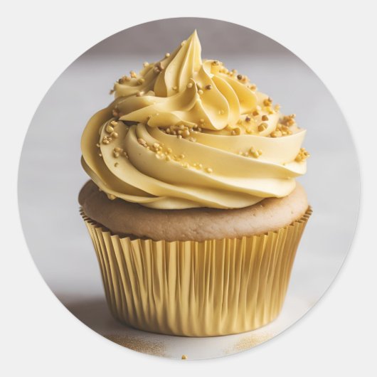 Yellow Gold Cupcake Bäckerei Round Sticker (Vorderseite)