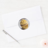 Yellow Gold Cupcake Bäckerei Round Sticker (Umschlag)