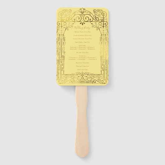 Yellow Gold Deko Chic Glam Wedding Program Fächer (Rückseite)