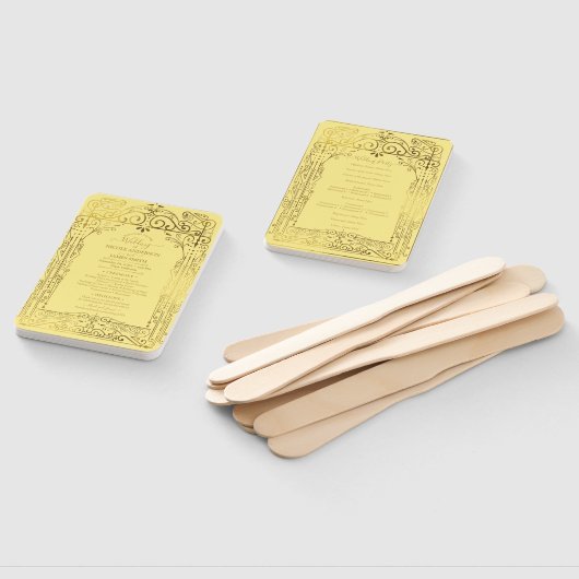 Yellow Gold Deko Chic Glam Wedding Program Fächer (Non-assembled)