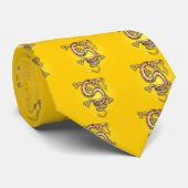 YELLOW GOLD DRAGON FANTASY CREATURE ORIENTAL GRAPH KRAWATTE (Gerollt)