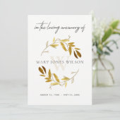 YELLOW GOLD FAUNA BEILEID MEMORIVICE INVITE DANKESKARTE (Stehend Vorderseite)